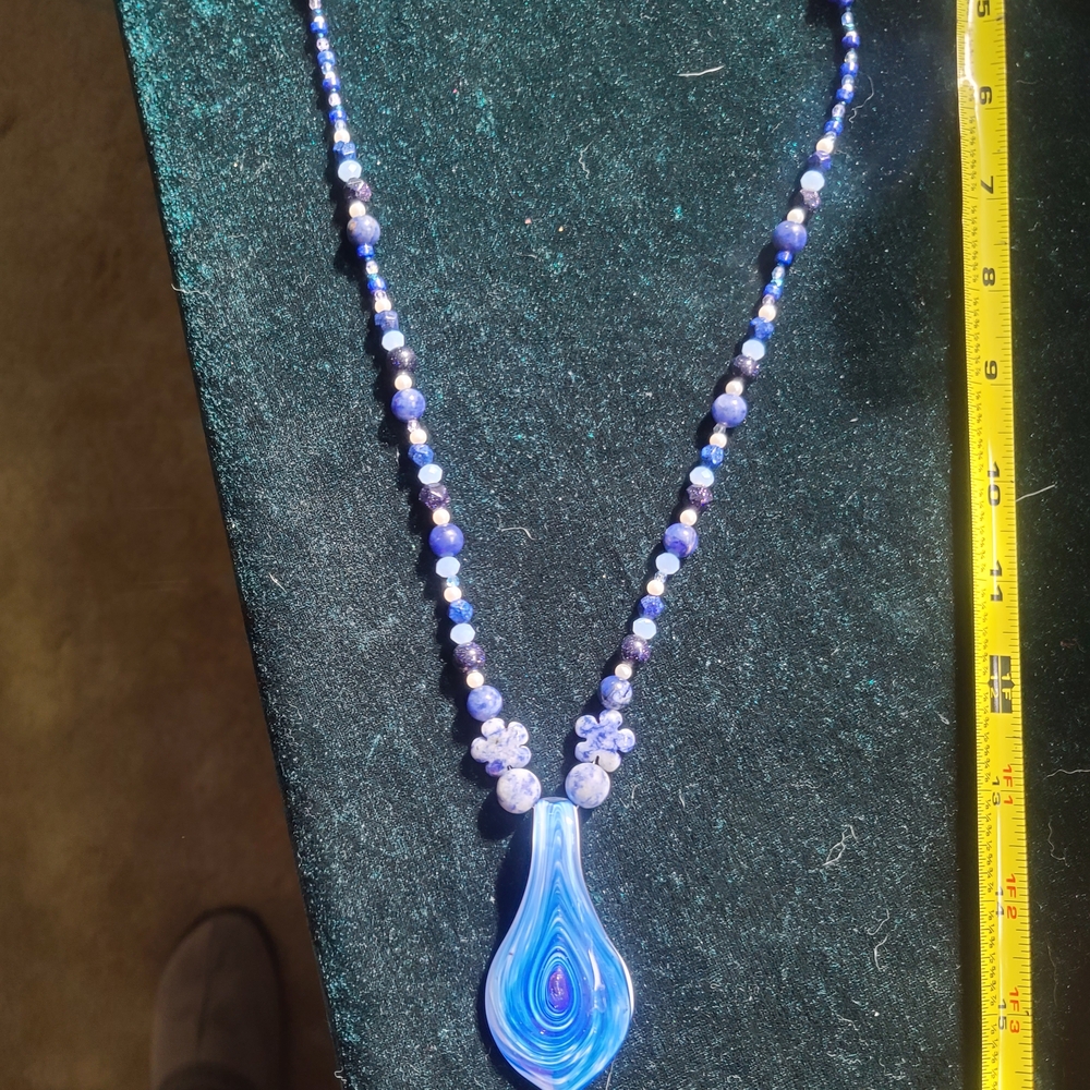Blue and White Handcrafted Necklace